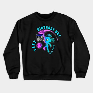 Birthday Boy Slam Dunk Yeet Axolotl Basketball Kids Teens Sports Crewneck Sweatshirt